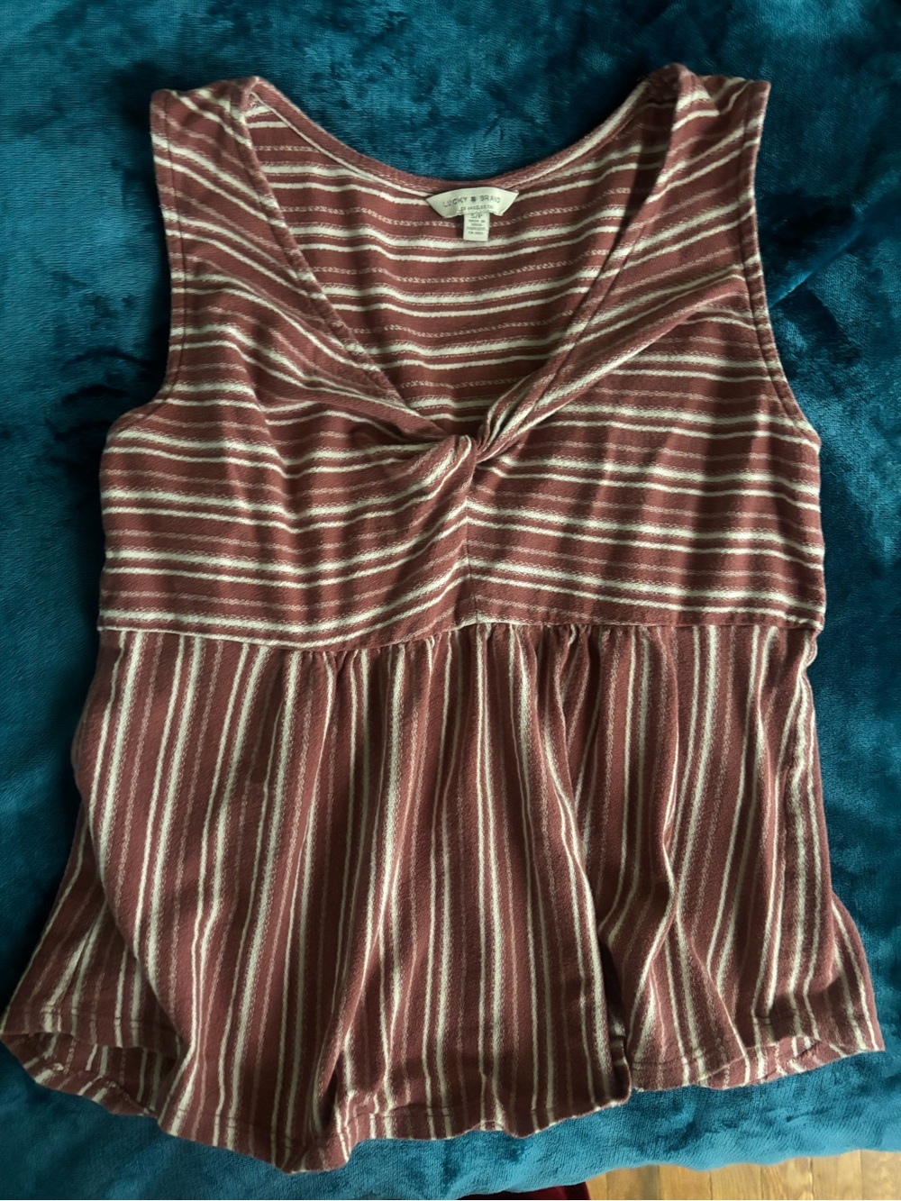 Lucky Brand Small Y2K Women's Mauve Stripe Twist-Front Tank